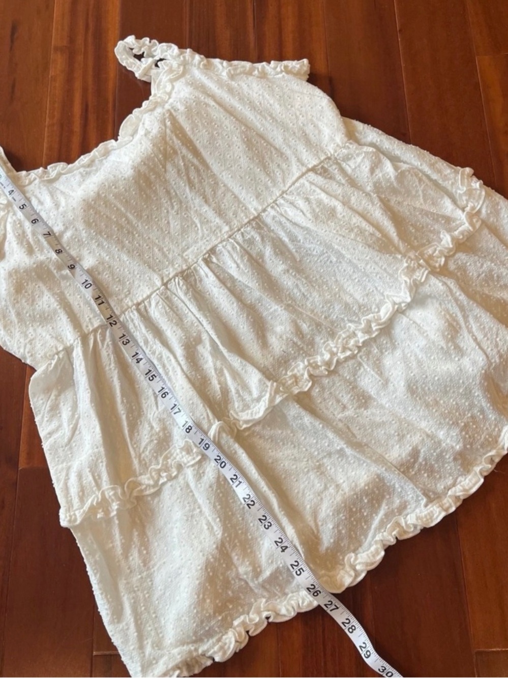 POL White Tank Top Babydoll Swiss Dot Tiered Tie Back Ruffle Boho New Plus 3XL - Picture 6 of 7